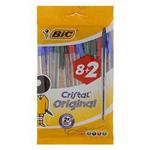 BIC Cristal Original Ballpoint Pens Medium Point (1.0 mm) - Assorted Colours, Pouch of 8+2