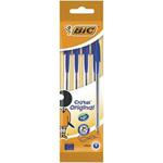 BIC Cristal Original Ballpoint Pens Medium Point (1.0 mm) - Blue, Pouch of 4