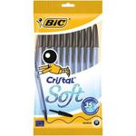 BIC Cristal Soft Ball Pens Medium Point (1.2 mm) - Black, Pouch of 10