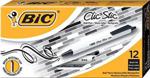 BIC CSM11BK Clic Stic Retractable Ballpoint Pen, Black Ink, 1mm, Medium, Dozen