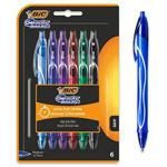 Bic Gel-ocity Quick Dry Gel Ink Pens - Assorted Colours, Pack of 6