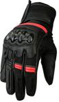 Bikers Gear Australia Vega Short Sports Leather Hard Knuckle Motorcycle Glove, Red, Size XL