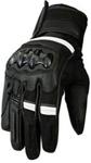 Bikers Gear Australia Vega Short Sports Leather Hard Knuckle Motorcycle Glove, White, Size S