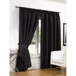 (Black, 46″ wide x 72″ drop) Luxury Faux Silk Blackout Curtains Including Tiebacks - All Colours & Sizes