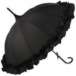 Black Flounce Pagoda Ladies Umbrella by Chrysalin