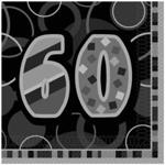 Black Glitz Age 60 Birthday Napkins (Pack of 16)