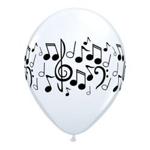 Black & White Music Notes 11″ Latex Qualatex Balloons x 5