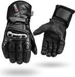 Black Winter Waterproof Leather Gloves 4 Motorbike Shell Guard M