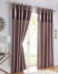 Boulevard Velvet Strip Eyelet Ring Top Curtains Fully Lined, Fabric, Mink, 66 x 72-Inch