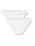 Calvin Klein Women's 2PK Bikini Bottoms, White (White/White 100), (Size:XS)
