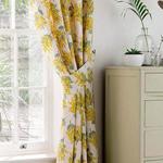 Cath Kidston Mimosa Flower Lined Curtains Floral Design Pencil Pleat (Tie Back Pair 26 Inches/66 Centimetres)