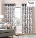 Catherine Lansfield Annika Eyelet Curtains 66x54 Inch Blush