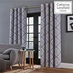 Catherine Lansfield Aztec Eyelet Curtains Silver, 66x54Inch