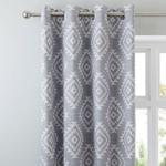 Catherine Lansfield Aztec Silver Eyelet Curtains Grey