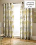 Catherine Lansfield Banbury Floral Easy Care Eyelet Curtains Yellow, 66x72 Inch