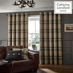 Catherine Lansfield Brushed Heritage Check Eyelet Curtains Grey, 66x54 Inch