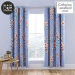 Catherine Lansfield Canterbury Blackout Curtains 66x72 Inch Blue