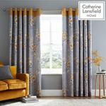 Catherine Lansfield Canterbury Eyelet Curtains 66x54 Inch Ochre