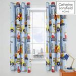 Catherine Lansfield Construction Eyelet Black Out Curtains 66 x 72 Inch Blue