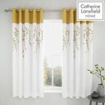 Catherine Lansfield Embroidered Blossom 66 x 72 Inch Eyelet Curtains White