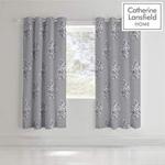 Catherine Lansfield Floral Bouquet Easy Care Eyelet Curtains Grey, 66x72 Inch