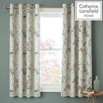 Catherine Lansfield Floral Trail, 66x72 Inch Eyelet Curtains, Green