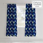 Catherine Lansfield Football Easy Care Pencil Pleat Curtains Blue, 66x72 Inch