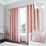 Catherine Lansfield Glitzy Eyelet Curtain 66x90 Inch Blush