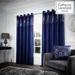 Catherine Lansfield Glitzy Eyelet Curtains 66x90 Inch Navy