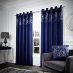 Catherine Lansfield Glitzy Eyelet Curtains 90x90 Inch Navy