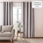 Catherine Lansfield Herringbone Stripe Curtains Grey, 66x72 Inch