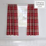 Catherine Lansfield Kelso Easy Care Pencil Pleat Curtains Red, 66x72 Inch