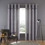 Catherine Lansfield Melville Woven Texture 90 x 90 Inch Eyelet Curtain Pair Grey