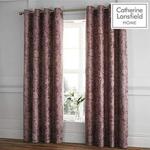 Catherine Lansfield Regal Jacquard Eyelet Curtains Plum, 66x72 Inch