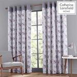 Catherine Lansfield Retro Floral Eyelet Curtains 90x90 Inch Heather