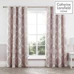 Catherine Lansfield Rococo Jacquard 66 x 72 Inch Eyelet Curtains Blush