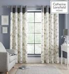 Catherine Lansfield Sibella Butterfly Printed 66 x 90 Inch Eyelet Curtain Pair Grey