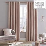 Catherine Lansfield So Soft Luxe Velvet, 46 x 90 Inch Eyelet Curtain Pair Blush