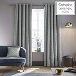 Catherine Lansfield So Soft Luxe Velvet, 66 x 72 Inch Eyelet Curtain Pair Silver