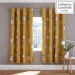 Catherine Lansfield Stag Eyelet Curtains 66x72 Inch Ochre