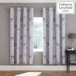 Catherine Lansfield Stag Eyelet Curtains 66x72 Inch Silver