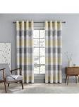 Catherine Lansfield Tallin Stripe Eyelet Curtains Ochre