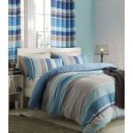 Catherine Lansfield Textured Stripe Eyelet Curtains, 66x72 Inch, Teal
