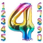 CHANGZHONG 40 Inch Giant Helium Foil Number 0 to 9 Rainbow Balloon Birthday Wedding Party Digital Decorations Number 4