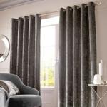 (Charcoal Grey, 46″ wide x 90″ drop) Crushed Velvet Eyelet Ring Top Pair Blackout Curtains Crushed Velvet Pair Fully Lined Eyelet Ring Top Curtains Ready Made Silver Gold Sienna Crushed V