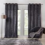 (Charcoal Grey, 46″ wide x 90″ drop) Sienna Valencia Crinkle Velvet Curtains Pair of Eyelet Ring Top Fully Lined Grey