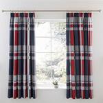 Charlotte Thomas Pair Lined Curtains & tie Backs, Red Blue White, 168cm x 183cm