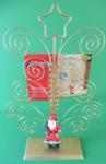 Christmas Card Holder - Santa Swirl Gold Stand - For Approx 20 Cards