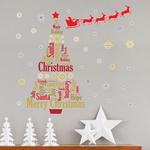 Christmas Decorations Wall Stickers″Santa's Sleigh with English Quotes Christmas Tree″ Wall Murals Decals Living Room Children Nursery School Restaurant Cafe Hotel Home Décor