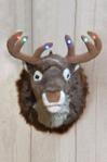Christmas Xmas Singing Reindeer Ray Moose Head Hanging Soft Plush Stag Wall LED